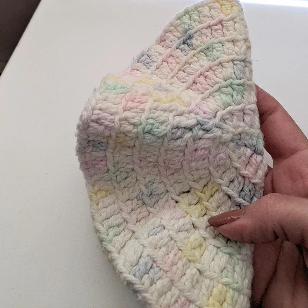 Vintage crochet circular, pastel multi and orange wash cloths with Natural Soaps